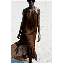HALTER EYELET MIDI DRESS