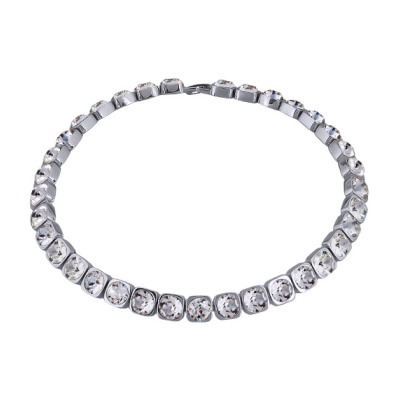 Колье Теннис (кристаллы SW белые 8мм; покрытие родий) 37-40см, Есть комплект