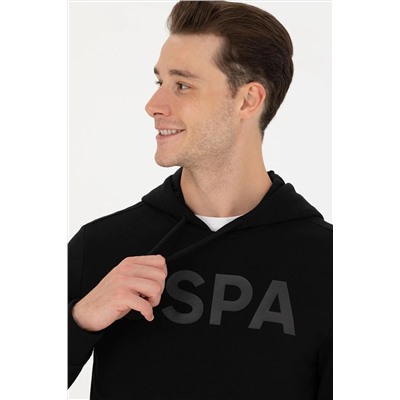 Erkek Siyah Kapüşonlu Basic Sweatshirt