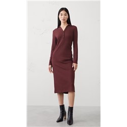Wide-Ribbed Knit Midi Dress