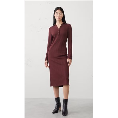 Wide-Ribbed Knit Midi Dress