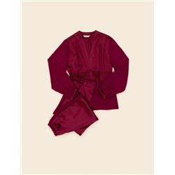 Bordo Saten 6'lı Çeyiz Seti