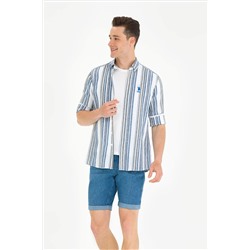 Erkek Saks Uzun Kollu Gömlek