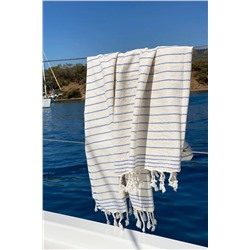 DENİZLİ CONCEPT, Mavi Çizgili Capri Peştemal - Yüksek Emici Ve Yumuşak %100 Pamuk 90x185 Cm