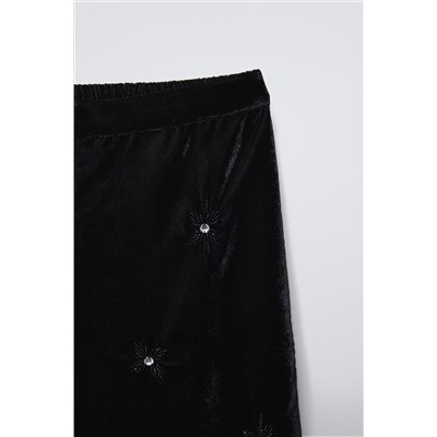 VELVET TROUSERS WITH BEAD APPLIQUÉS