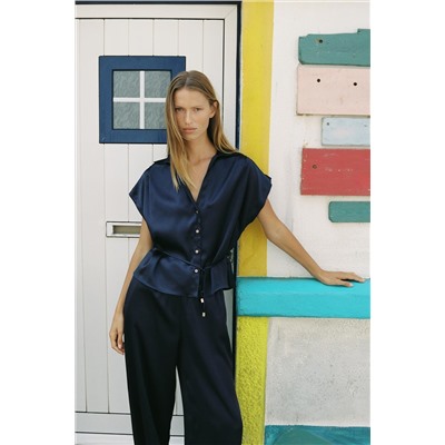 SATIN SHIRT WITH BELT