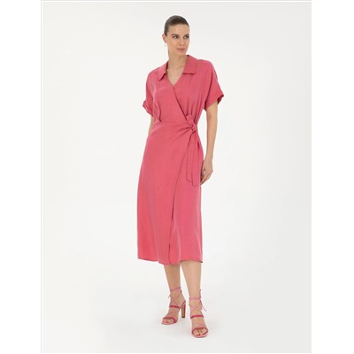Pembe Comfort Fit Dokuma Elbise