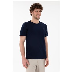 Erkek Regular Fit Bisiklet Yaka Lacivert Basic Tişört