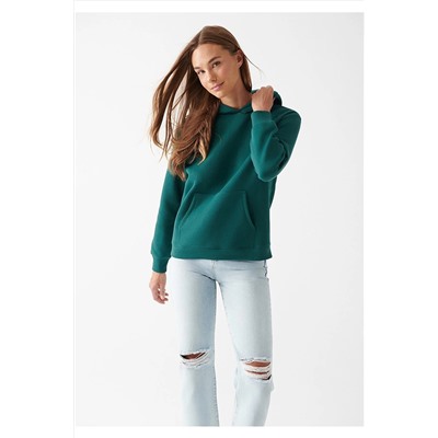 Mavi Kapüşonlu Yeşil Basic Sweatshirt 167299-71932