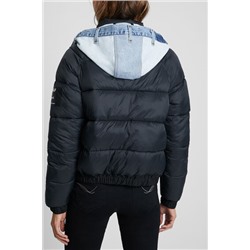 Chaqueta corta acolchada doble capucha