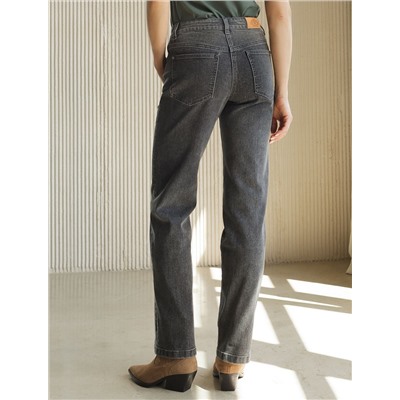 Джинсы классические с декоративной стиркой из эластичного денима