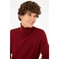 Erkek Slim Fit Boğazlı Yaka Borda Basic Kazak