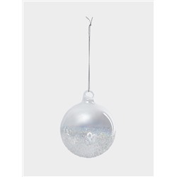 Игрушка елочная, 2 шт, 8 см, стекло, перламутр, Шар с изморозью, New year