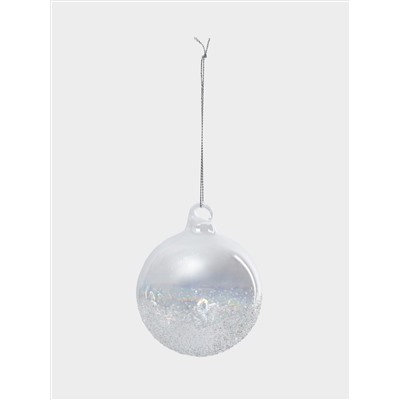 Игрушка елочная, 2 шт, 8 см, стекло, перламутр, Шар с изморозью, New year