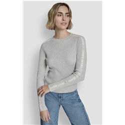 LONG SLEEVE LOGO TRIM SWEATER