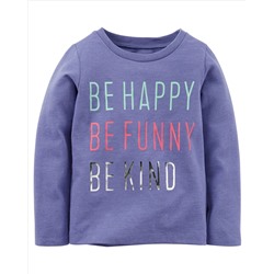 Long-Sleeve Be Happy Graphic Tee
