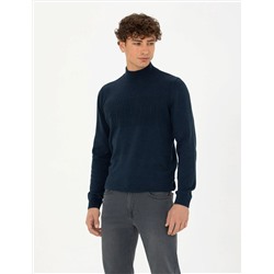 Lacivert Melanj Slim Fit Kazak