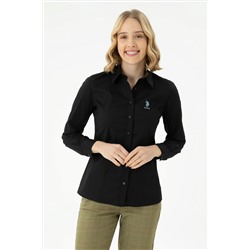 Kadın Siyah Uzun Kollu Basic Gömlek