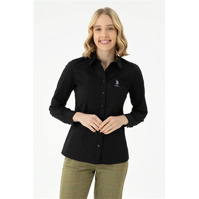 Kadın Siyah Uzun Kollu Basic Gömlek