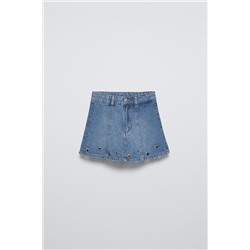 OPENWORK DENIM SKIRT