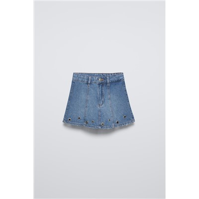 OPENWORK DENIM SKIRT