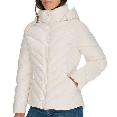 Tommy Hilfiger Chevron-Quilted Hooded Puffer Jacket