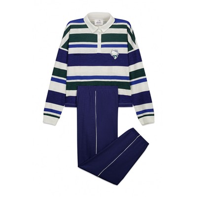 Pijama largo Hello Kitty algodón polo rayas