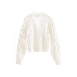 Cárdigan de lana y mohair Crudo