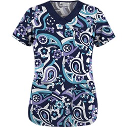 UA Paisley Showers Dark Lilac Scrub Top