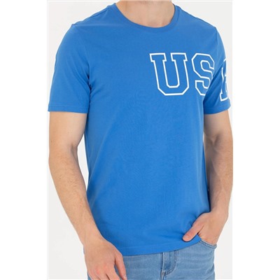 Erkek Saks Bisiklet Yaka Tişört