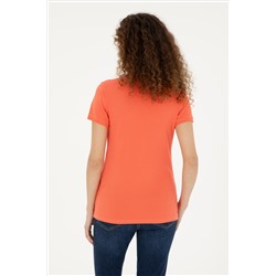 Kadın Nar Çiçeği Basic Polo Yaka Tişört