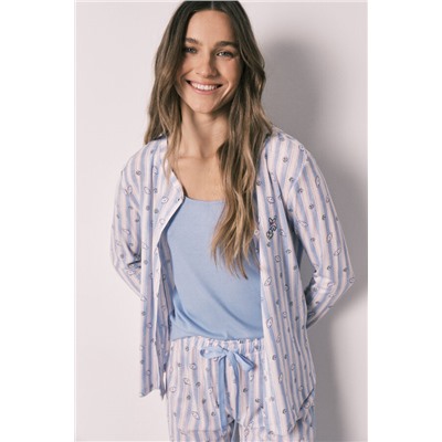 Set pijama rayas y top azul