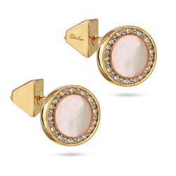 Пусеты Амфитрита (перламутр 11мм белый; покрытие золото), Есть комплект