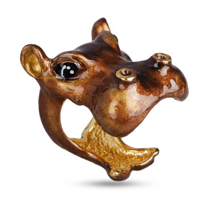 Кольцо Бегемот (эмаль шоколад; покрытие золото)