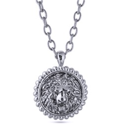 Кулон Огненный лев (диаметр 5см; покрытие палладий с патиной) 80-85см, Есть комплект
