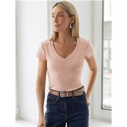 Футболка из плотного трикотажа с плетением риб 1*1