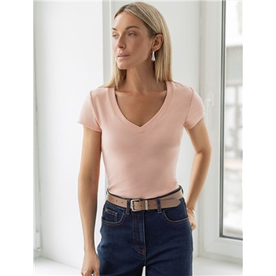 Футболка из плотного трикотажа с плетением риб 1*1