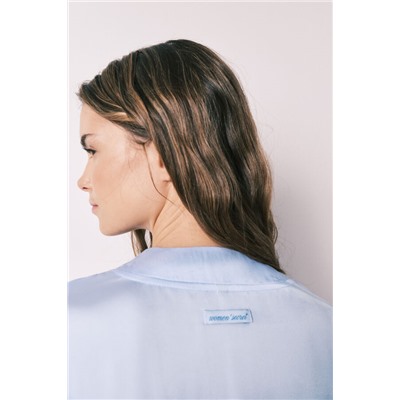 Bata midi satén azul