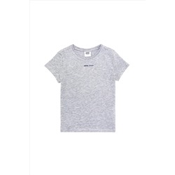 Çocuk Gri Melanj Bisiklet Yaka Tişört