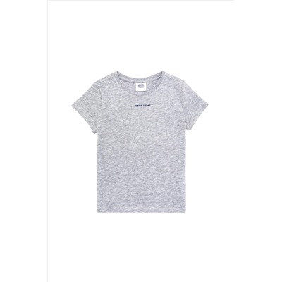 Çocuk Gri Melanj Bisiklet Yaka Tişört