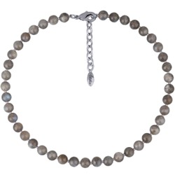 Колье Селена (лунный опал 8мм; покрытие родий) 40-45см, Есть комплект