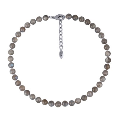 Колье Селена (лунный опал 8мм; покрытие родий) 40-45см, Есть комплект