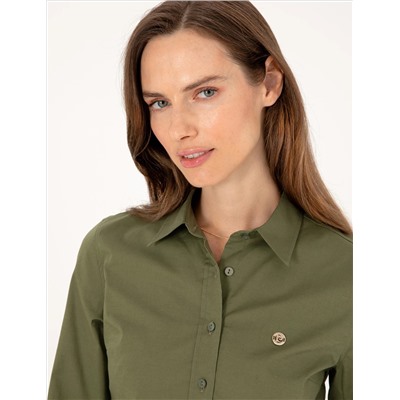 Haki Slim Fit Uzun Kollu Gömlek