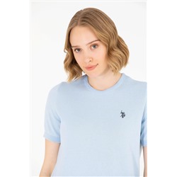 Kadın Açık Mavi Bisiklet Yaka Kazak