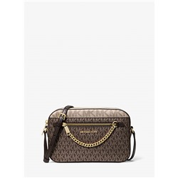 Michael Kors Outlet Jet Set Large Metallic Signature Logo Crossbody Bag