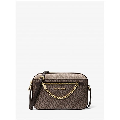 Michael Kors Outlet Jet Set Large Metallic Signature Logo Crossbody Bag