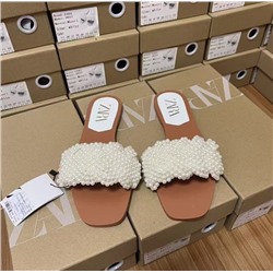 Шлепки на тонкой подошве с жемчугом ZAR*A