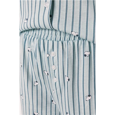 Pijama camisero Snoopy algodón verde