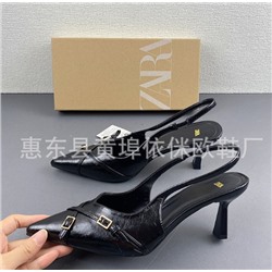 Черные туфли на высоком каблуке с острым носком ZAR*A