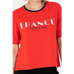 Kadın Kırmızı Bisiklet Yaka Tişört